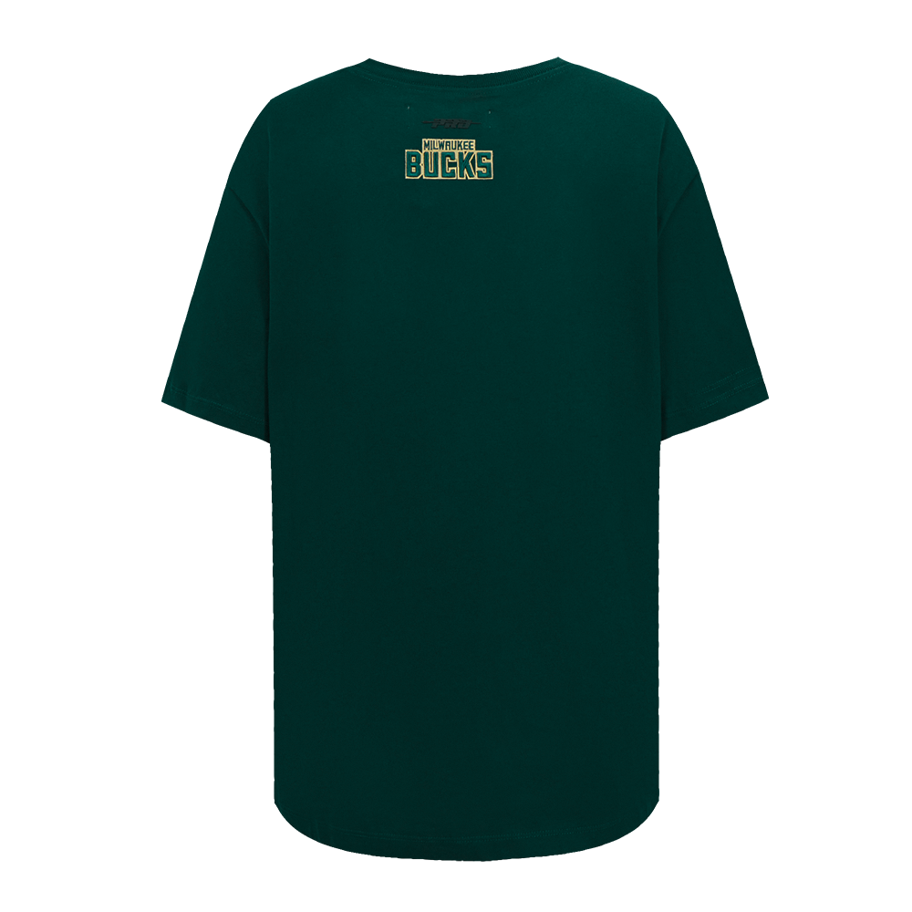 NBA MILWAUKEE BUCKS SCRIPT TAIL WOMEN'S BOYFRIEND TEE (FOREST GREEN)