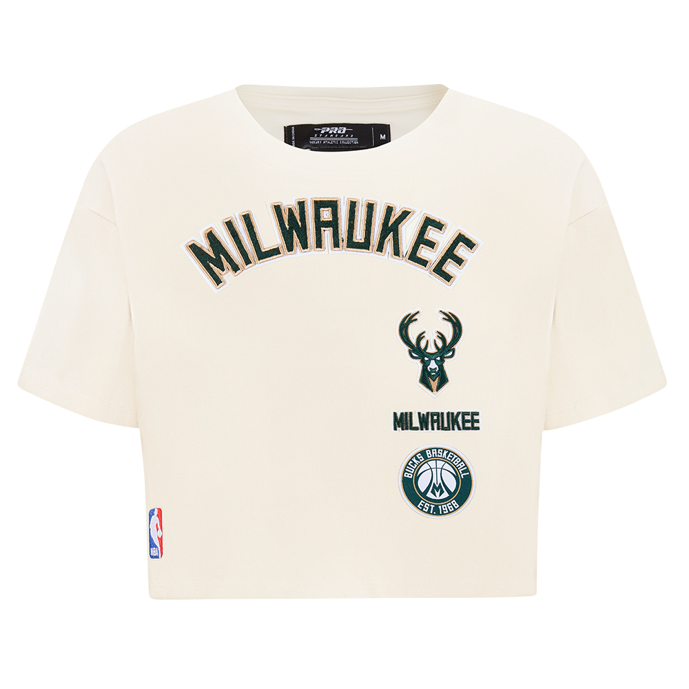 NBA MILWAUKEE BUCKS RETRO CLASSIC T-SHIRT À COUPE CARRÉE POUR FEMME (COQUILLE D'ŒUF)