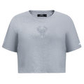 NBA MILWAUKEE BUCKS REVERSE FRENCH TERRY WOMEN'S SINGLE JERSEY BOXY TEE (DARK HEATHER GRAY)