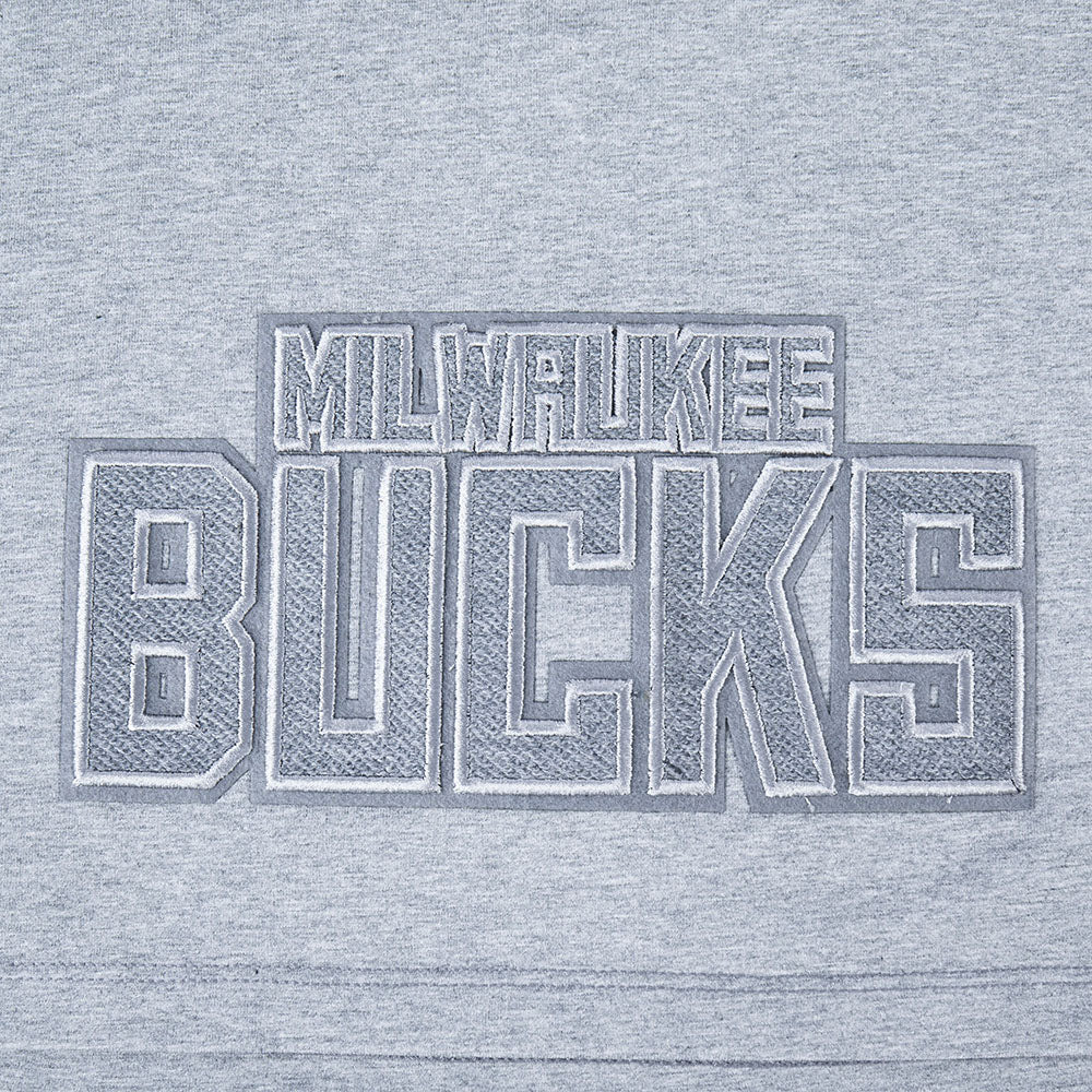 NBA MILWAUKEE BUCKS REVERSE FRENCH TERRY WOMEN'S SINGLE JERSEY BOXY TEE (DARK HEATHER GRAY)