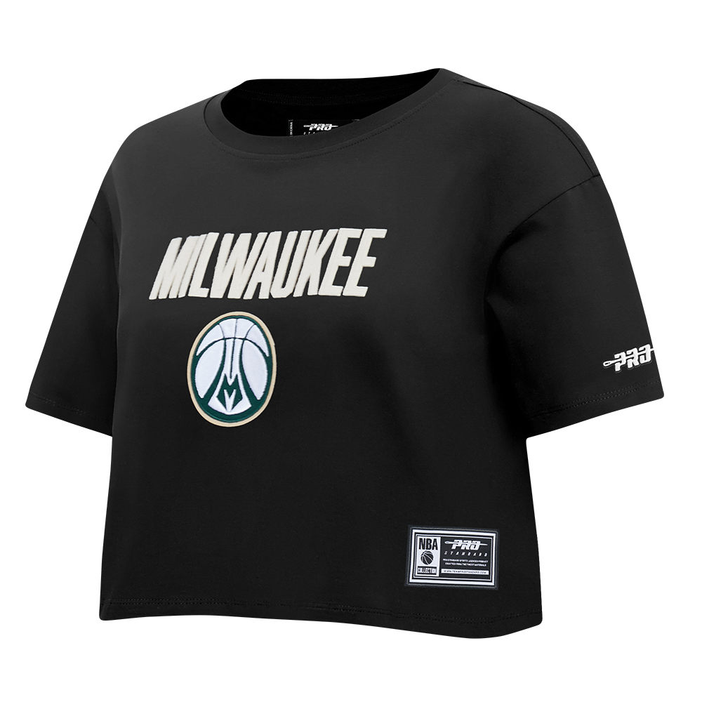 NBA MILWAUKEE BUCKS MODERN ORIGINALS WOMEN'S SJ BOXY TEE (BLACK)