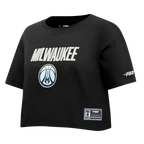 NBA MILWAUKEE BUCKS MODERN ORIGINALS WOMEN'S SJ BOXY TEE (BLACK)