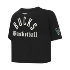 NBA MILWAUKEE BUCKS MODERN ORIGINALS WOMEN'S SJ BOXY TEE (BLACK)
