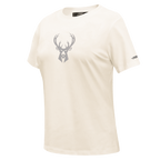 NBA MILWAUKEE BUCKS STREET TEAM T-SHIRT EN JERSEY SIMPLE À COUPE AJUSTÉE POUR FEMME (COQUILLE D'ŒUF)