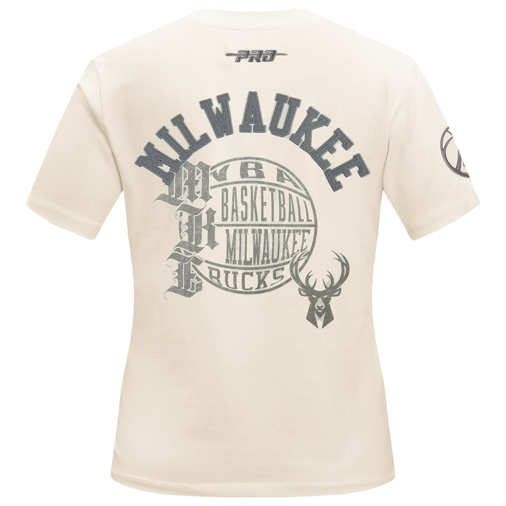 NBA MILWAUKEE BUCKS STREET TEAM T-SHIRT EN JERSEY SIMPLE À COUPE AJUSTÉE POUR FEMME (COQUILLE D'ŒUF)