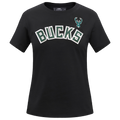 NBA MILWAUKEE BUCKS CLASSIC T-SHIRT AJUSTÉ À MANCHES COURTES POUR FEMME (NOIR)