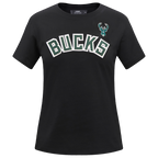 NBA MILWAUKEE BUCKS CLASSIC T-SHIRT AJUSTÉ À MANCHES COURTES POUR FEMME (NOIR)