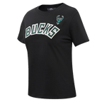 NBA MILWAUKEE BUCKS CLASSIC T-SHIRT AJUSTÉ À MANCHES COURTES POUR FEMME (NOIR)