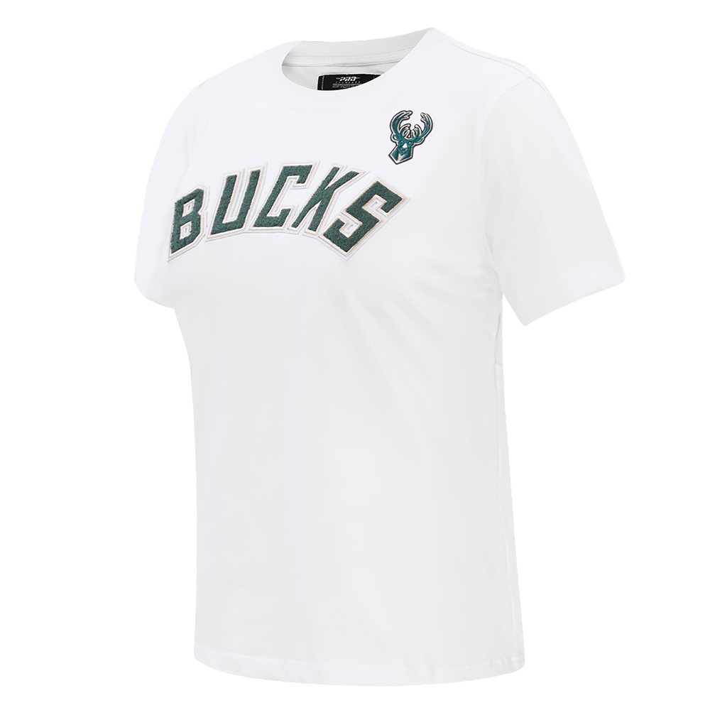 NBA MILWAUKEE BUCKS CLASSIC SHORT SLEEVE WOMEN'S SLIM FIT TEE (WHITE)