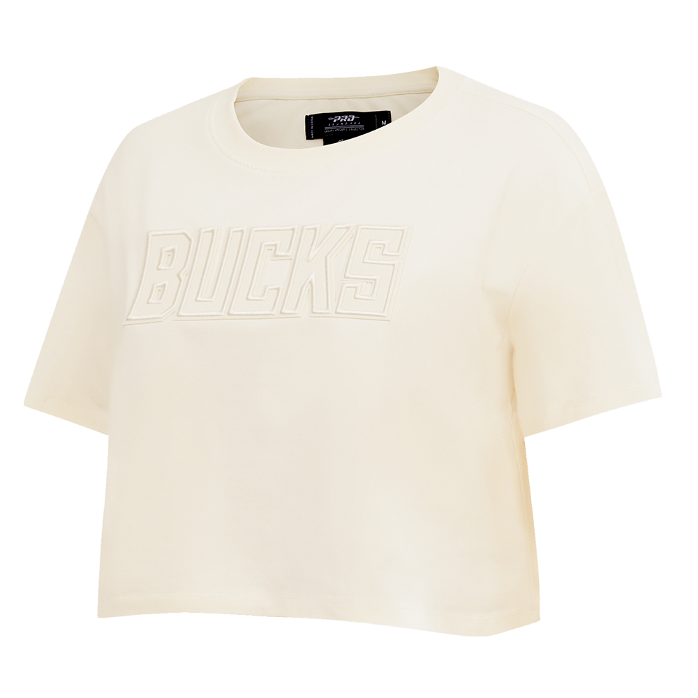 NBA MILWAUKEE BUCKS NEUTRAL WOMEN'S BOXY TEE (EGGSHELL)