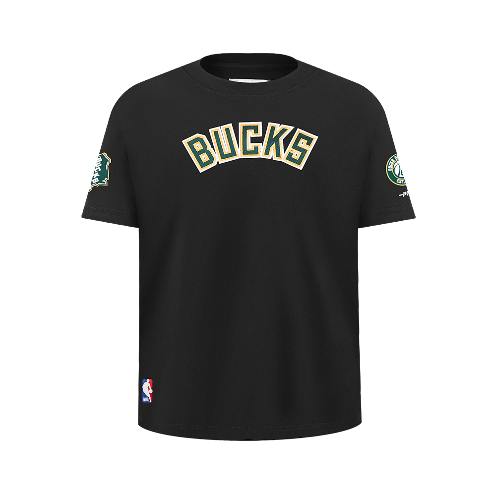 NBA MILWAUKEE BUCKS CLASSIC T-SHIRT EN JERSEY SIMPLE POUR GARÇON JUNIOR (NOIR)