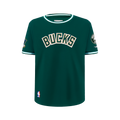 NBA MILWAUKEE BUCKS CLASSIC BIG BOY'S SS STRIPED RIB TEE (FOREST GREEN)