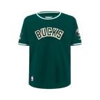 NBA MILWAUKEE BUCKS CLASSIC BIG BOY'S SS STRIPED RIB TEE (FOREST GREEN)