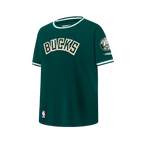 NBA MILWAUKEE BUCKS CLASSIC BIG BOY'S SS STRIPED RIB TEE (FOREST GREEN)