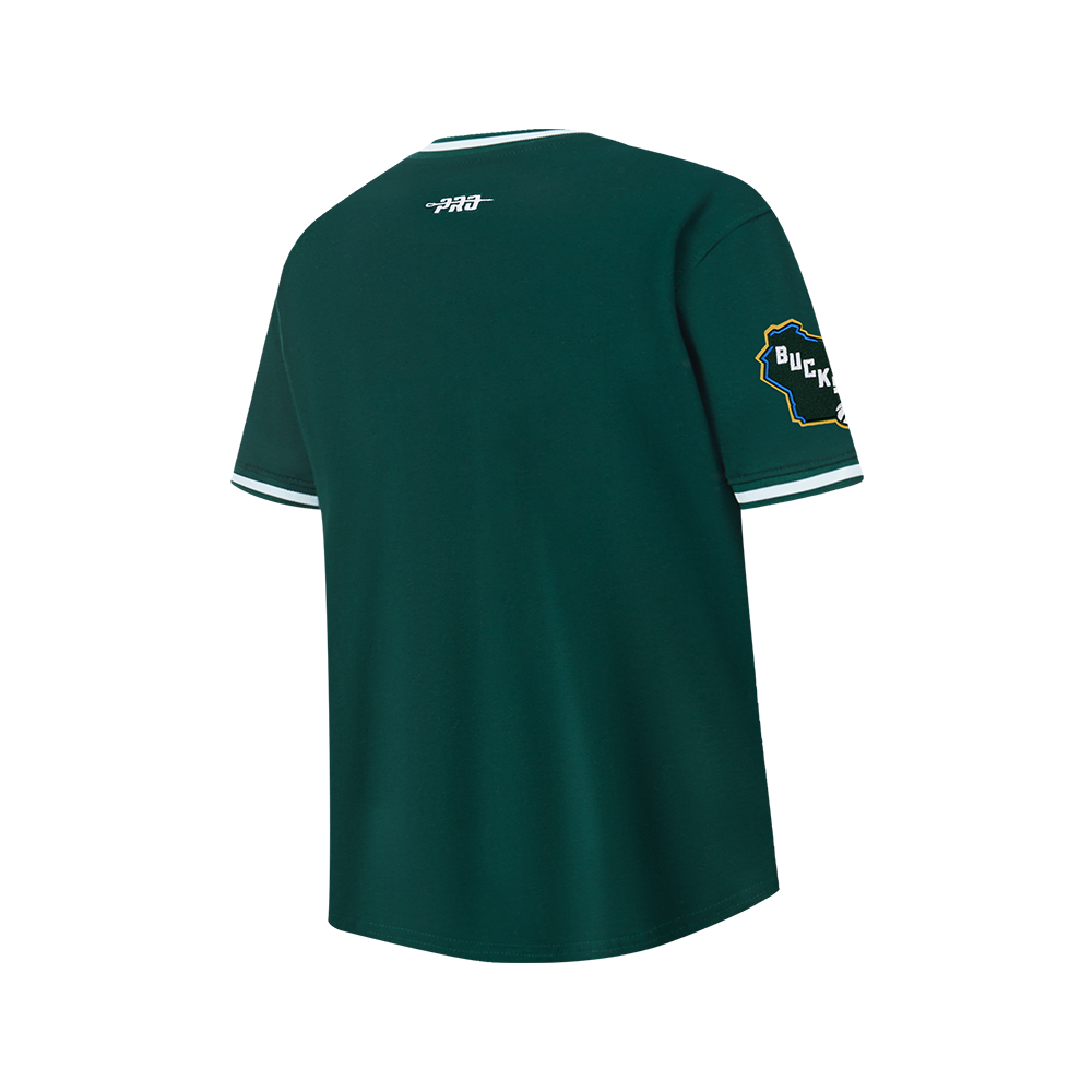 NBA MILWAUKEE BUCKS CLASSIC BIG BOY'S SS STRIPED RIB TEE (FOREST GREEN)