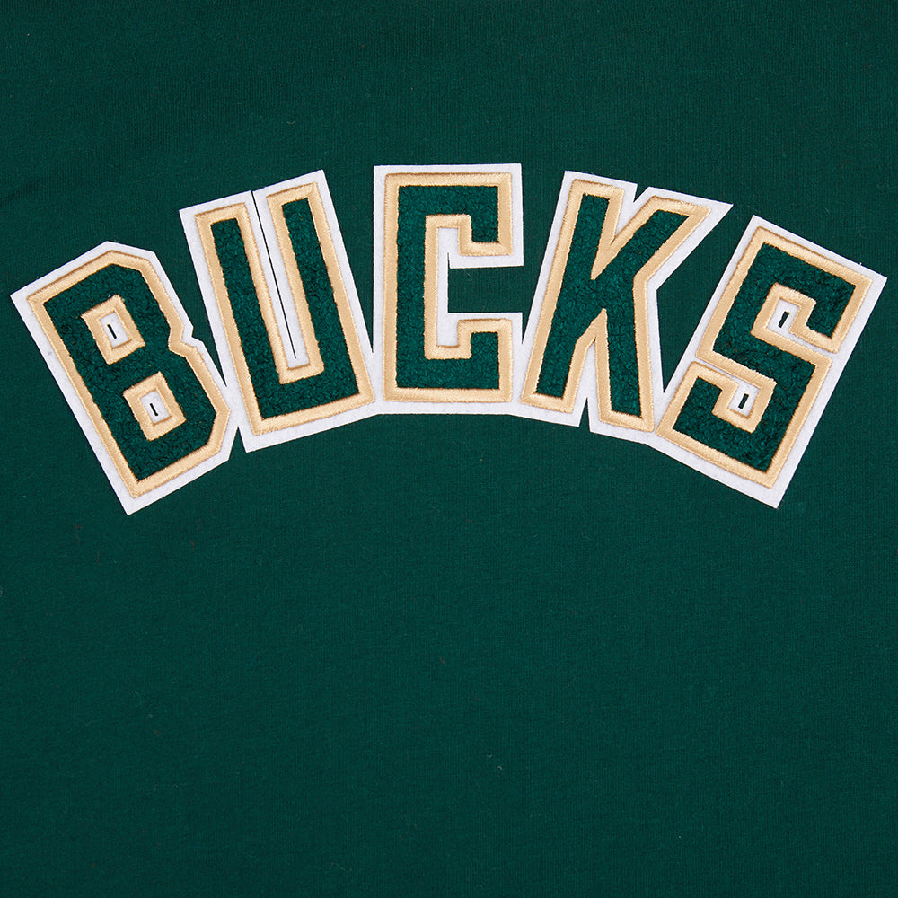 NBA MILWAUKEE BUCKS CLASSIC BIG BOY'S SS STRIPED RIB TEE (FOREST GREEN)