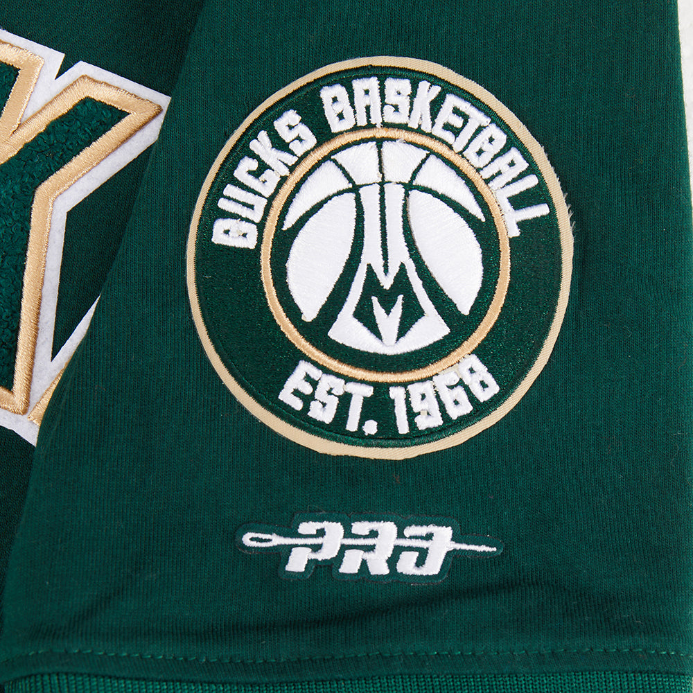 NBA MILWAUKEE BUCKS CLASSIC BIG BOY'S SS STRIPED RIB TEE (FOREST GREEN)