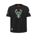 NBA MILWAUKEE BUCKS RETRO CLASSIC T-SHIRT À MANCHES COURTES POUR GARÇON JUNIOR (NOIR)
