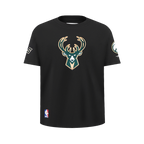NBA MILWAUKEE BUCKS RETRO CLASSIC T-SHIRT À MANCHES COURTES POUR GARÇON JUNIOR (NOIR)