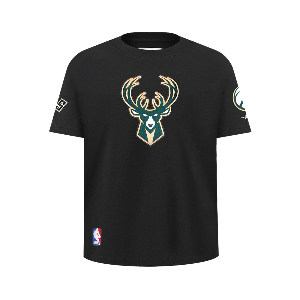 NBA MILWAUKEE BUCKS RETRO CLASSIC T-SHIRT À MANCHES COURTES POUR GARÇON JUNIOR (NOIR)