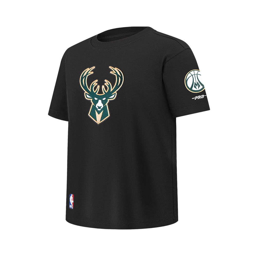 NBA MILWAUKEE BUCKS RETRO CLASSIC T-SHIRT À MANCHES COURTES POUR GARÇON JUNIOR (NOIR)