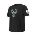 NBA MILWAUKEE BUCKS RETRO CLASSIC T-SHIRT À MANCHES COURTES POUR GARÇON JUNIOR (NOIR)
