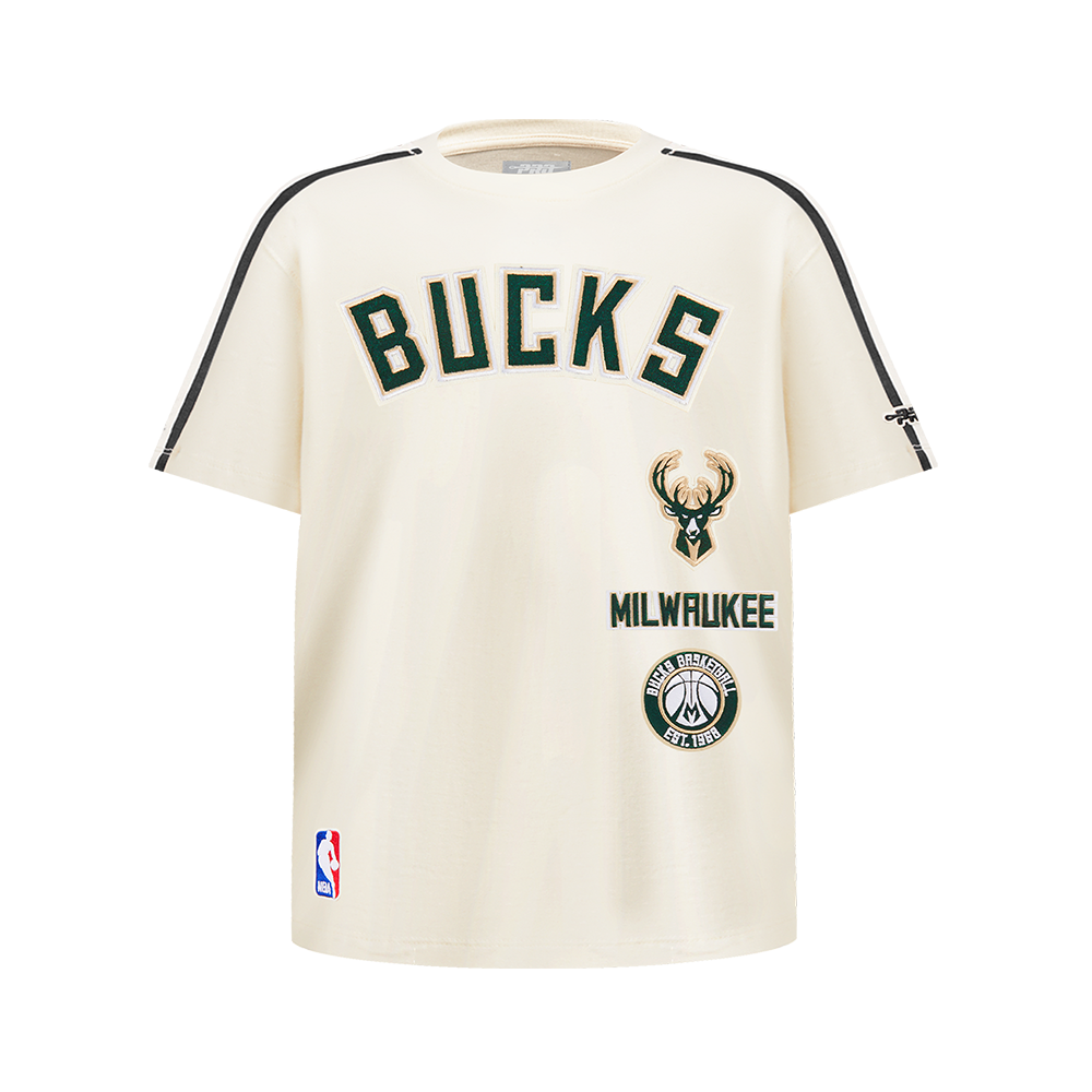 NBA MILWAUKEE BUCKS RETRO CLASSIC BIG BOY'S SS TAPING TEE (EGGSHELL/ BLACK)