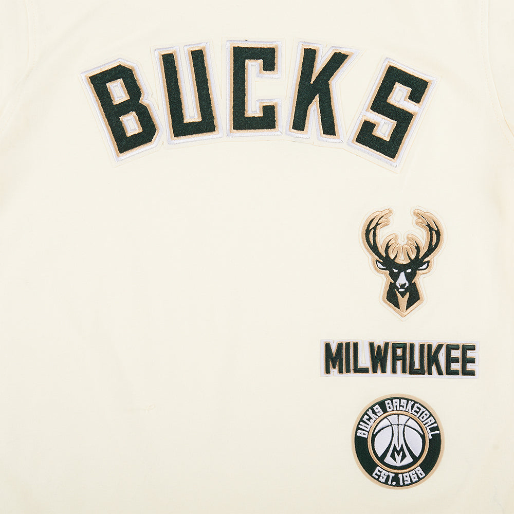 NBA MILWAUKEE BUCKS RETRO CLASSIC BIG BOY'S SS TAPING TEE (EGGSHELL/ BLACK)