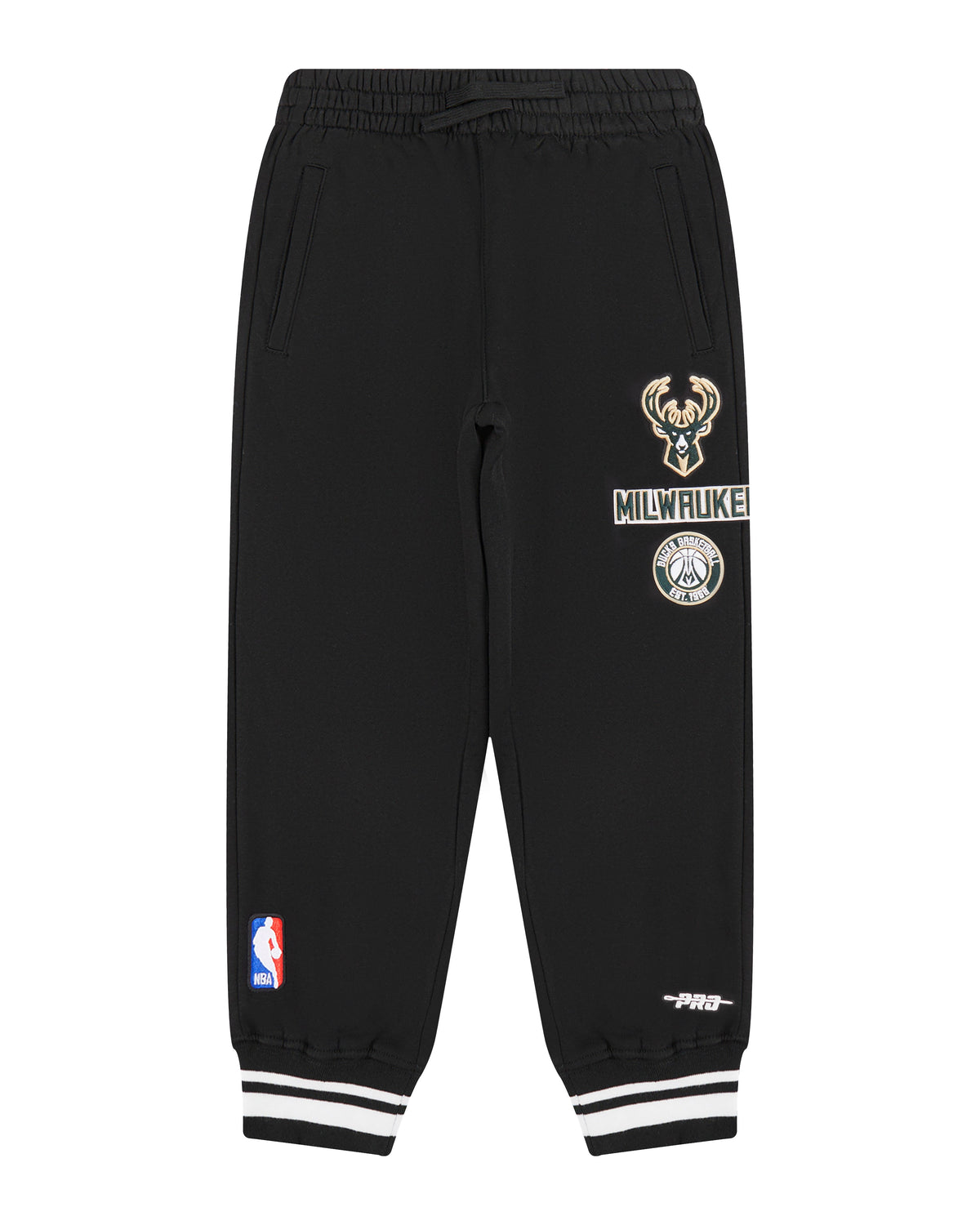 NBA MILWAUKEE BUCKS RETRO CLASSIC PANTALON OUATÉ EN MOLLETON CÔTELÉ POUR GARÇON JUNIOR (NOIR)