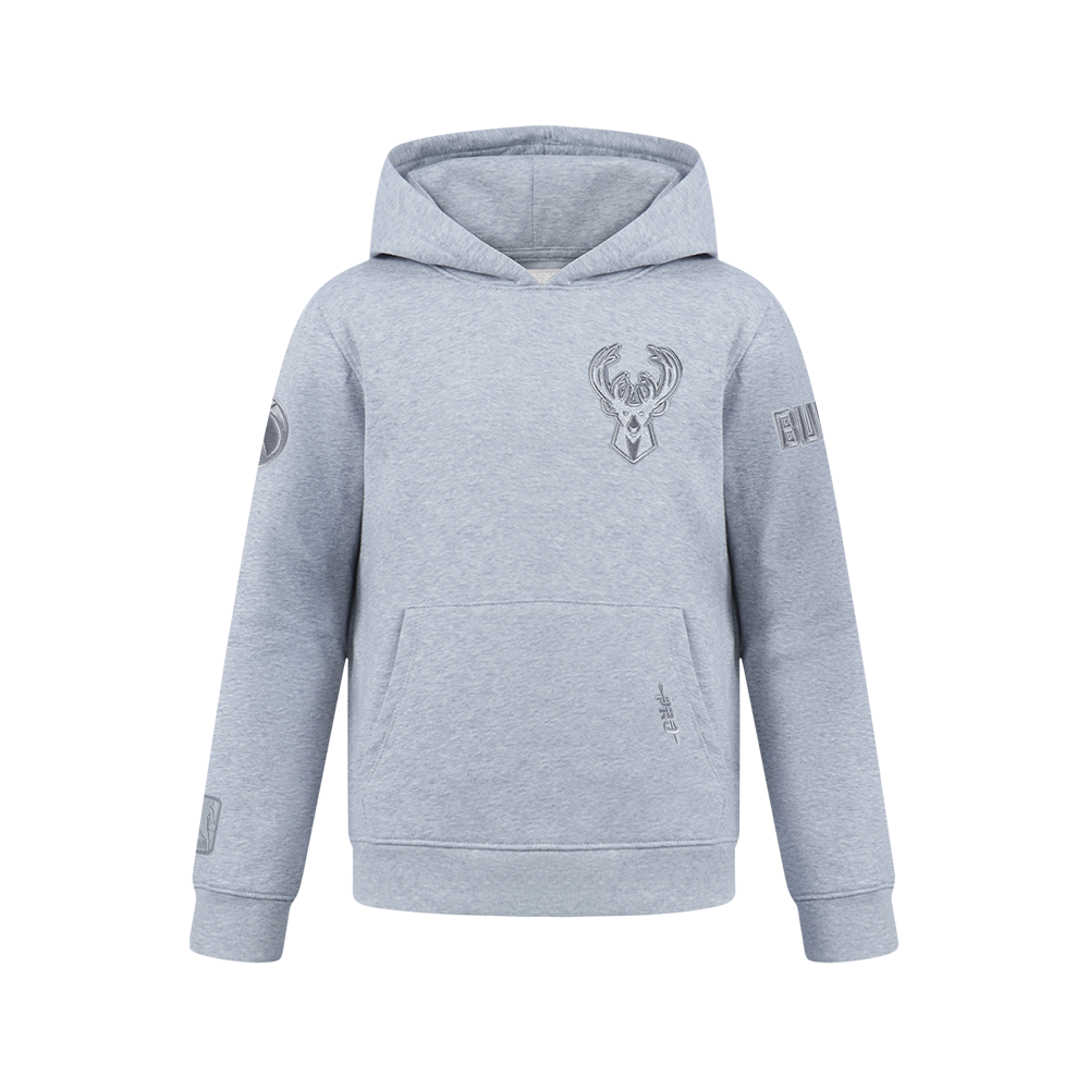 NBA MILWAUKEE BUCKS NEUTRAL BIG BOY'S FLC PO HOODIE (DARK HEATHER GRAY)
