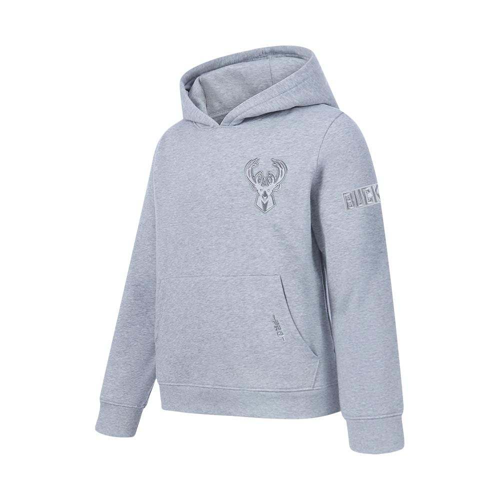 NBA MILWAUKEE BUCKS NEUTRAL BIG BOY'S FLC PO HOODIE (DARK HEATHER GRAY)