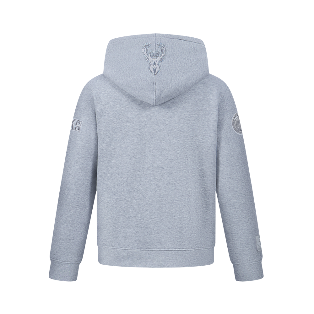 NBA MILWAUKEE BUCKS NEUTRAL BIG BOY'S FLC PO HOODIE (DARK HEATHER GRAY)