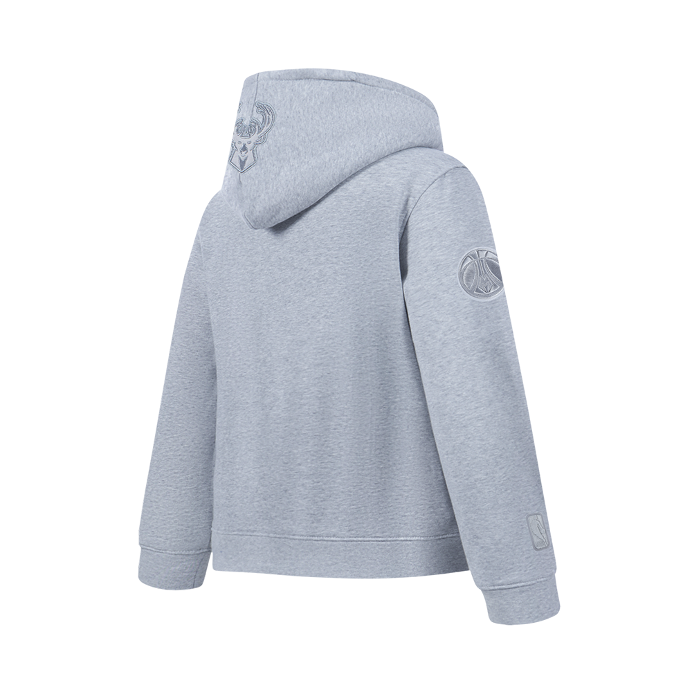 NBA MILWAUKEE BUCKS NEUTRAL BIG BOY'S FLC PO HOODIE (DARK HEATHER GRAY)