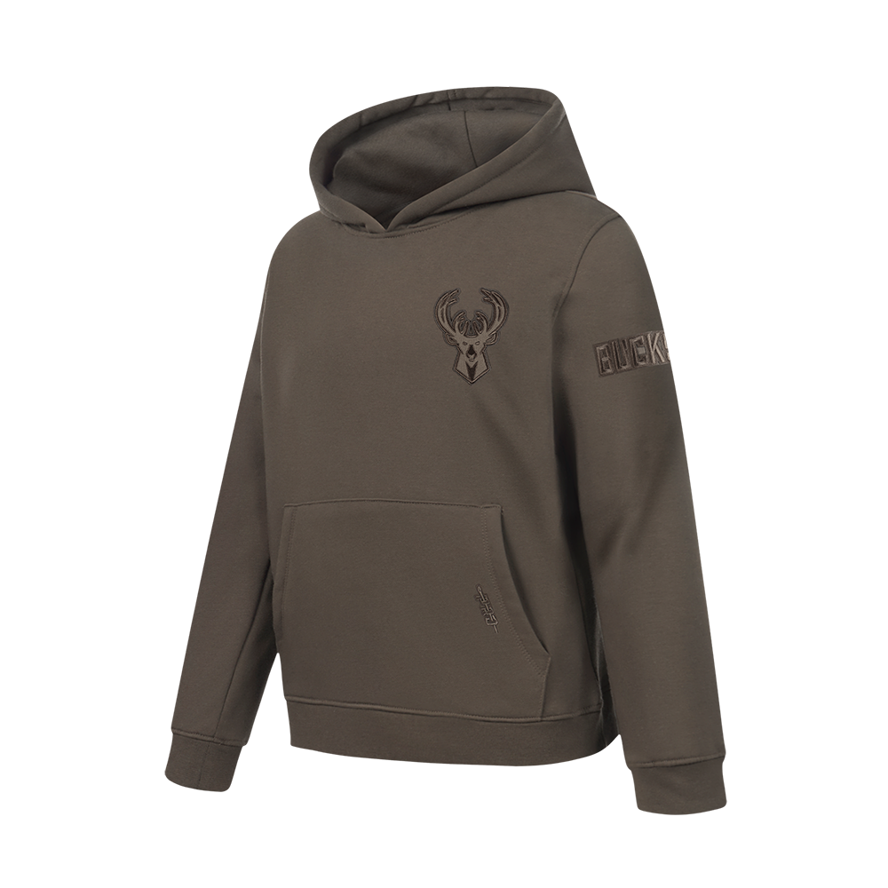 NBA MILWAUKEE BUCKS NEUTRAL BIG BOY'S FLC PO HOODIE (DARK TAUPE)