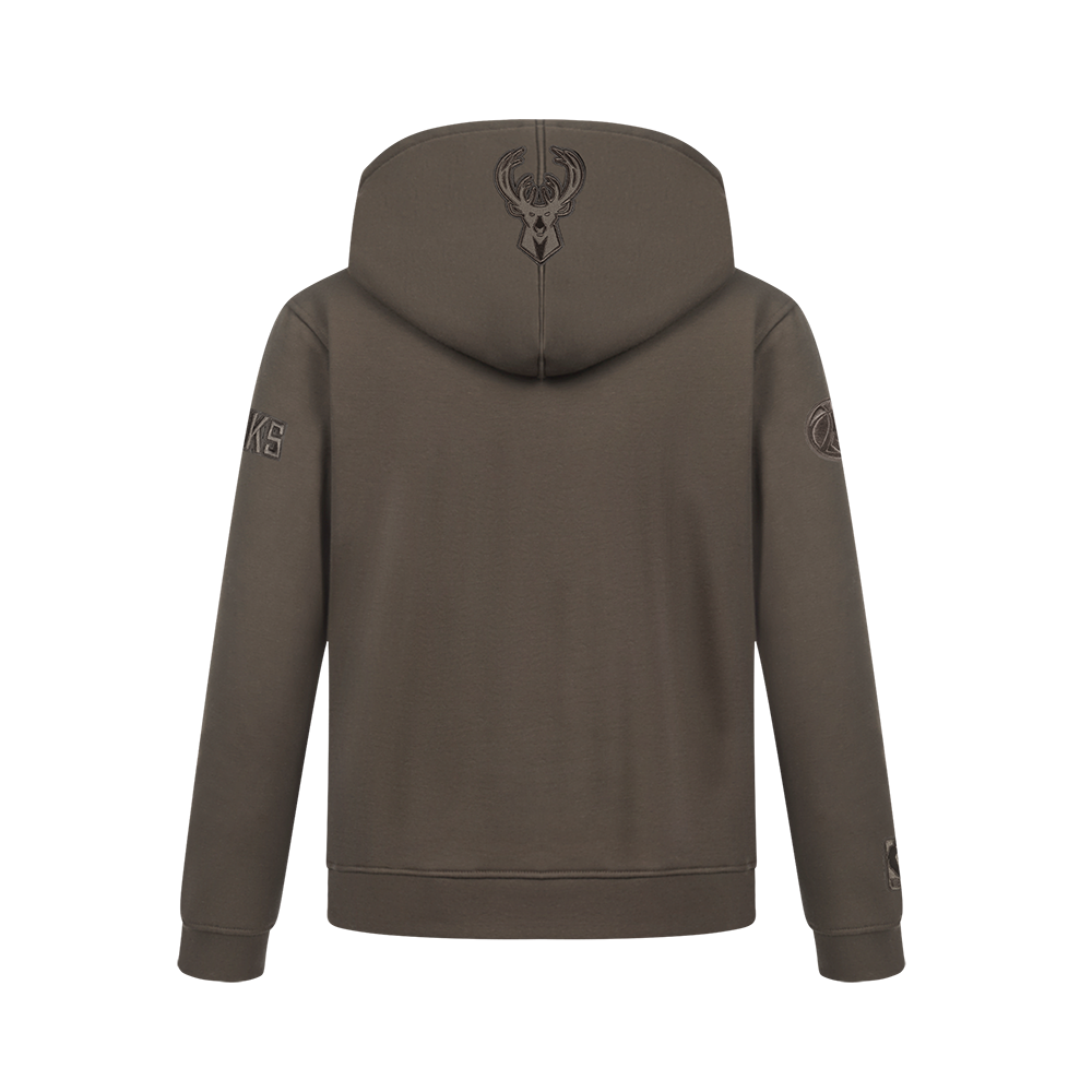 NBA MILWAUKEE BUCKS NEUTRAL BIG BOY'S FLC PO HOODIE (DARK TAUPE)