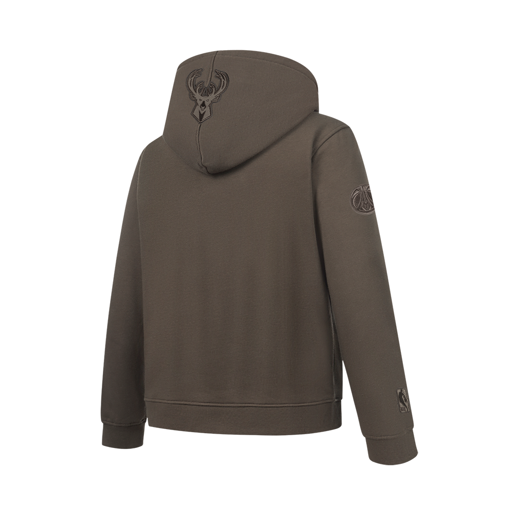 NBA MILWAUKEE BUCKS NEUTRAL BIG BOY'S FLC PO HOODIE (DARK TAUPE)
