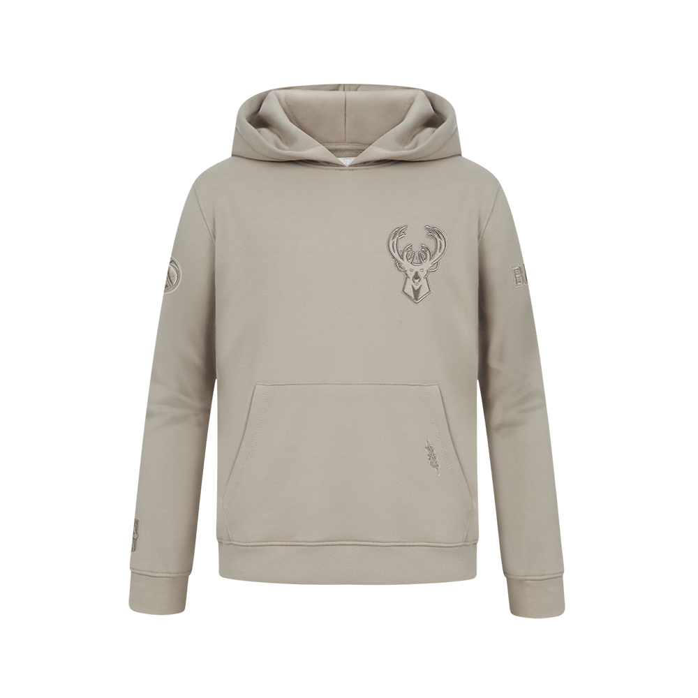 NBA MILWAUKEE BUCKS NEUTRAL CHANDAIL À CAPUCHON EN MOLLETON POUR GARÇON JUNIOR (TAUPE)