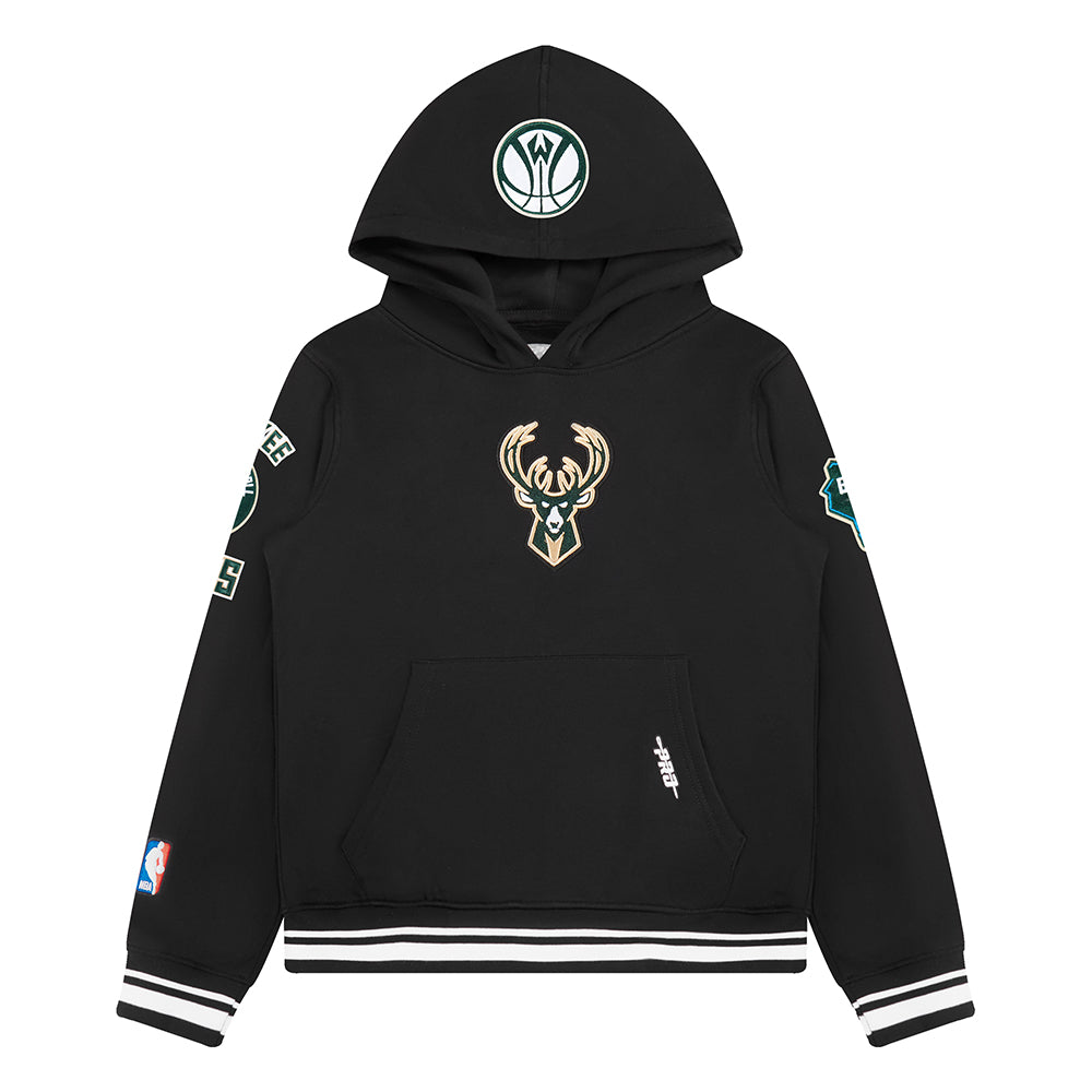 NBA MILWAUKEE BUCKS RETRO CLASSIC CHANDAIL À CAPUCHON EN MOLLETON CÔTELÉ POUR GARÇON JUNIOR (NOIR)