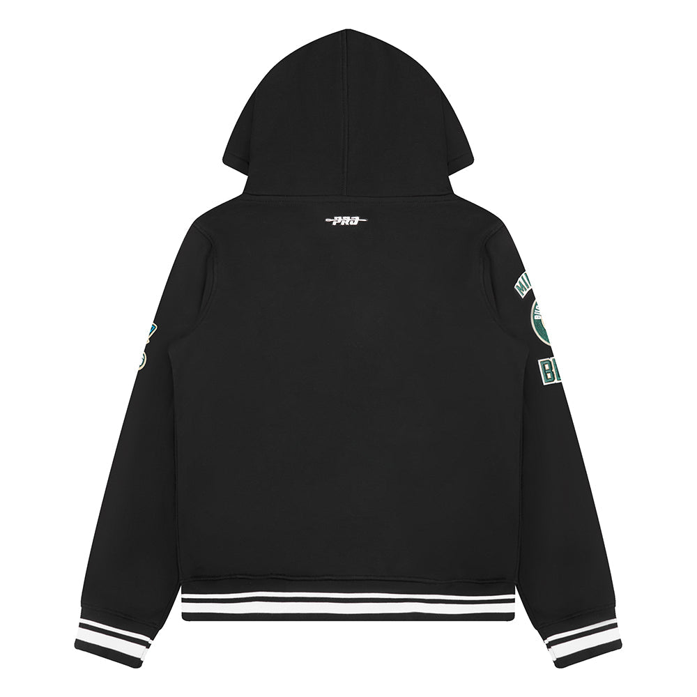 NBA MILWAUKEE BUCKS RETRO CLASSIC BIG BOYS RIB FLEECE PULLOVER HOODIE (BLACK)