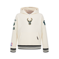 NBA MILWAUKEE BUCKS RETRO CLASSIC CHANDAIL À CAPUCHON EN MOLLETON CÔTELÉ POUR GARÇON JUNIOR (COQUILLE D'ŒUF/NOIR)