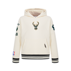 NBA MILWAUKEE BUCKS RETRO CLASSIC CHANDAIL À CAPUCHON EN MOLLETON CÔTELÉ POUR GARÇON JUNIOR (COQUILLE D'ŒUF/NOIR)