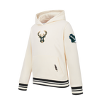 NBA MILWAUKEE BUCKS RETRO CLASSIC CHANDAIL À CAPUCHON EN MOLLETON CÔTELÉ POUR GARÇON JUNIOR (COQUILLE D'ŒUF/NOIR)