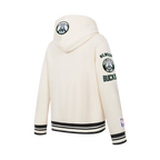 NBA MILWAUKEE BUCKS RETRO CLASSIC CHANDAIL À CAPUCHON EN MOLLETON CÔTELÉ POUR GARÇON JUNIOR (COQUILLE D'ŒUF/NOIR)