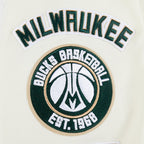 NBA MILWAUKEE BUCKS RETRO CLASSIC CHANDAIL À CAPUCHON EN MOLLETON CÔTELÉ POUR GARÇON JUNIOR (COQUILLE D'ŒUF/NOIR)
