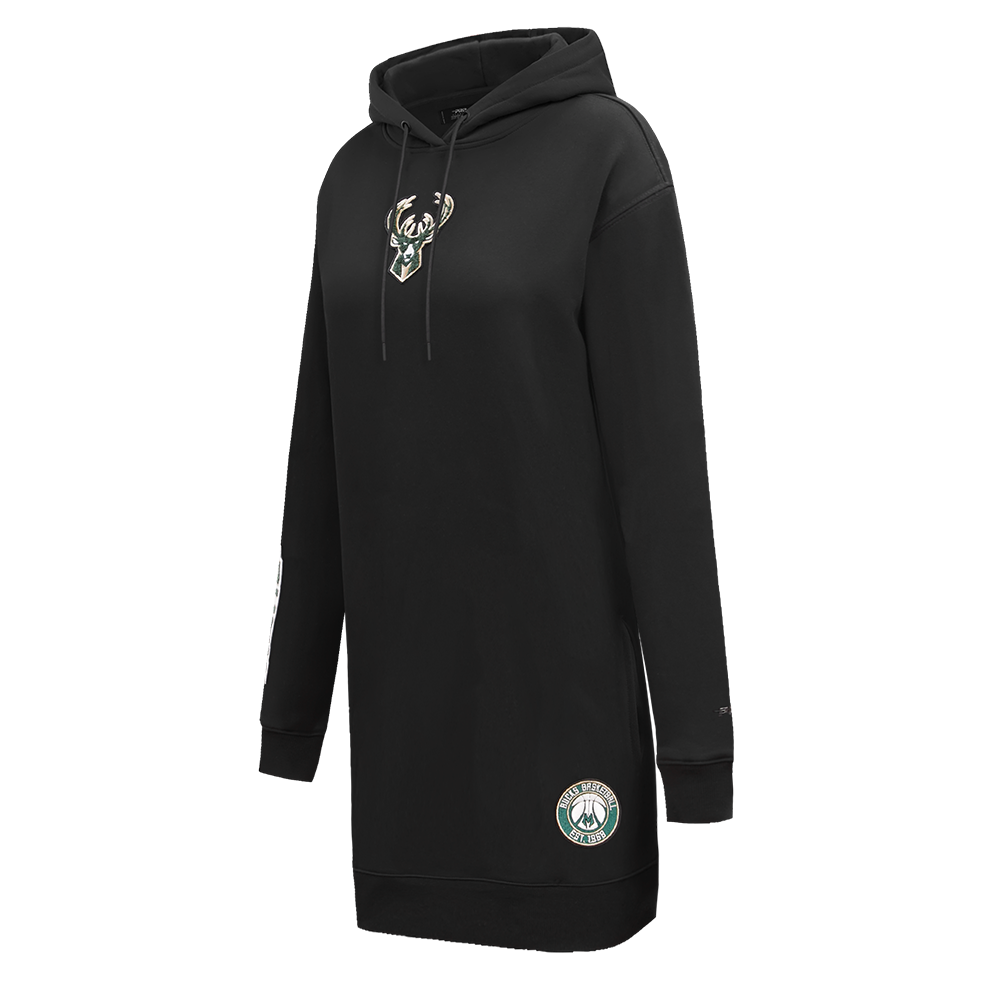 NBA MILWAUKEE BUCKS CLASSIC WOMEN'S HOODIE DRESS (BLACK)