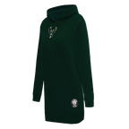 NBA MILWAUKEE BUCKS CLASSIC WOMEN'S HOODIE DRESS (FOREST GREEN)