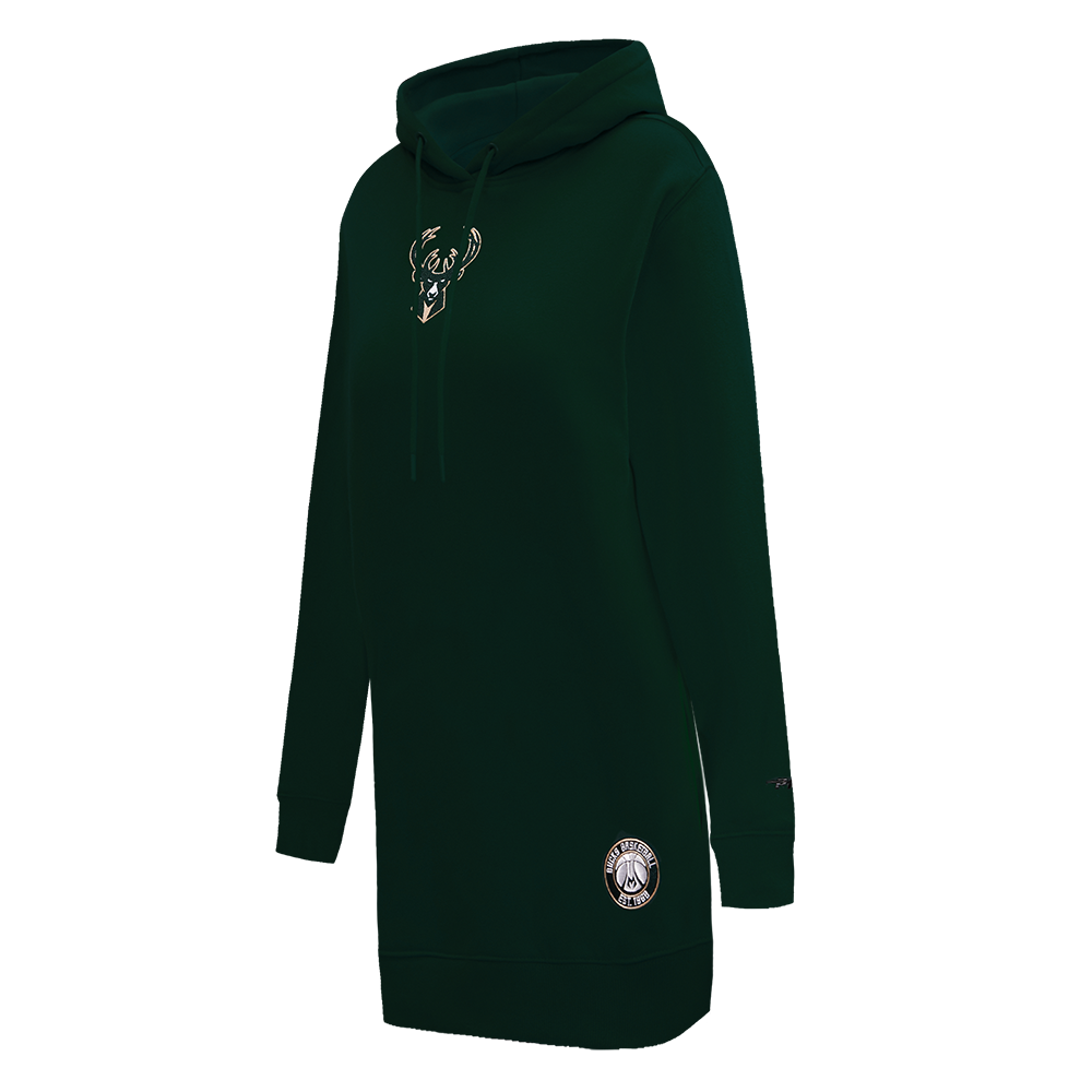 NBA MILWAUKEE BUCKS CLASSIC WOMEN'S HOODIE DRESS (FOREST GREEN)