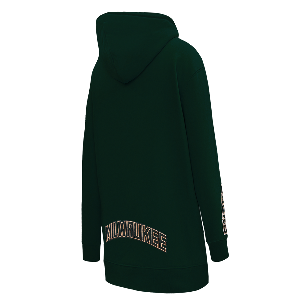 NBA MILWAUKEE BUCKS CLASSIC WOMEN'S HOODIE DRESS (FOREST GREEN)
