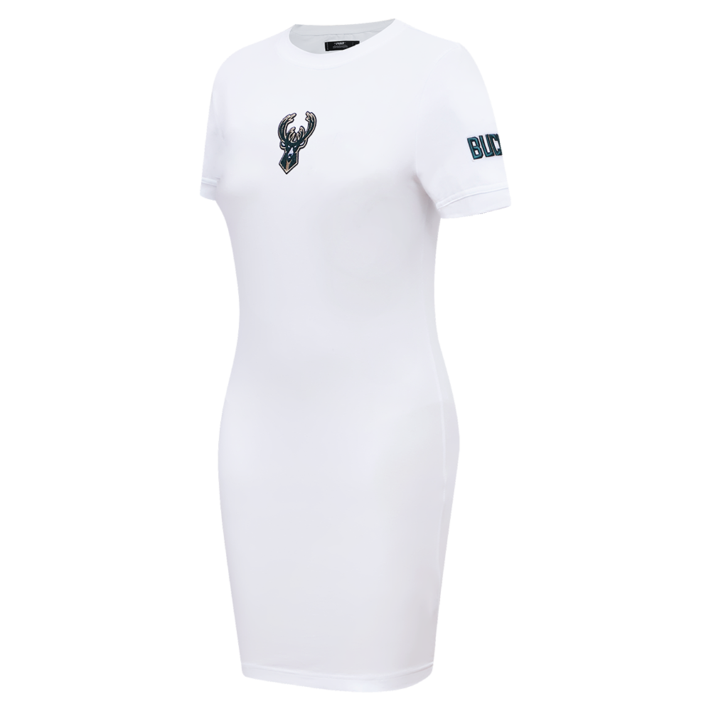 NBA MILWAUKEE BUCKS CLASSIC WOMEN'S BODYCON DRESS (WHITE)