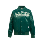 NBA MILWAUKEE BUCKS CLASSIC BLOUSON EN SATIN POUR GARÇON JUNIOR (VERT FORÊT)